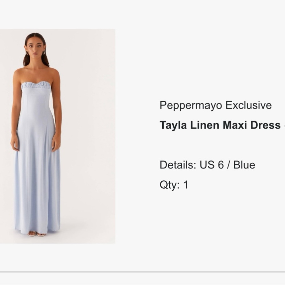 Peppermayo Light Blue Tayla Linen Maxi Dress